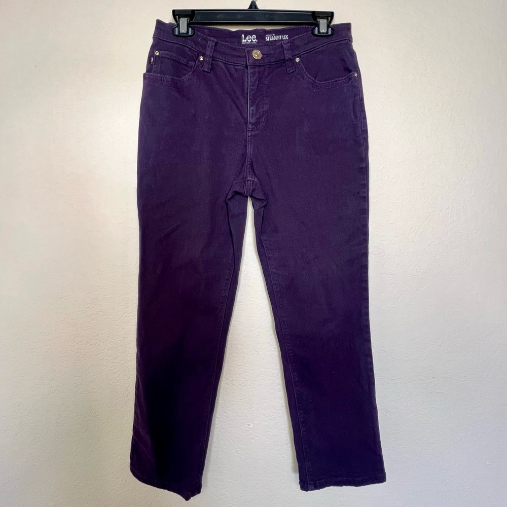 Lee Platinum Label Purple Straight Leg Jeans Womens 6 Short Stretch Denim